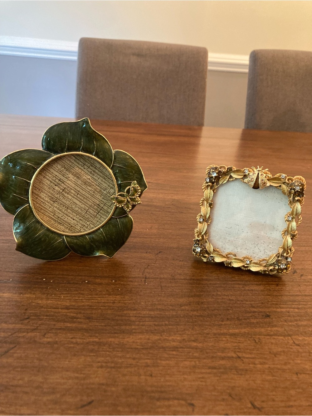 Set of 2 small embellished  picture frames.